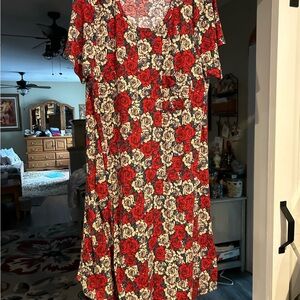 LuLaRoe Red and Black Floral Dress